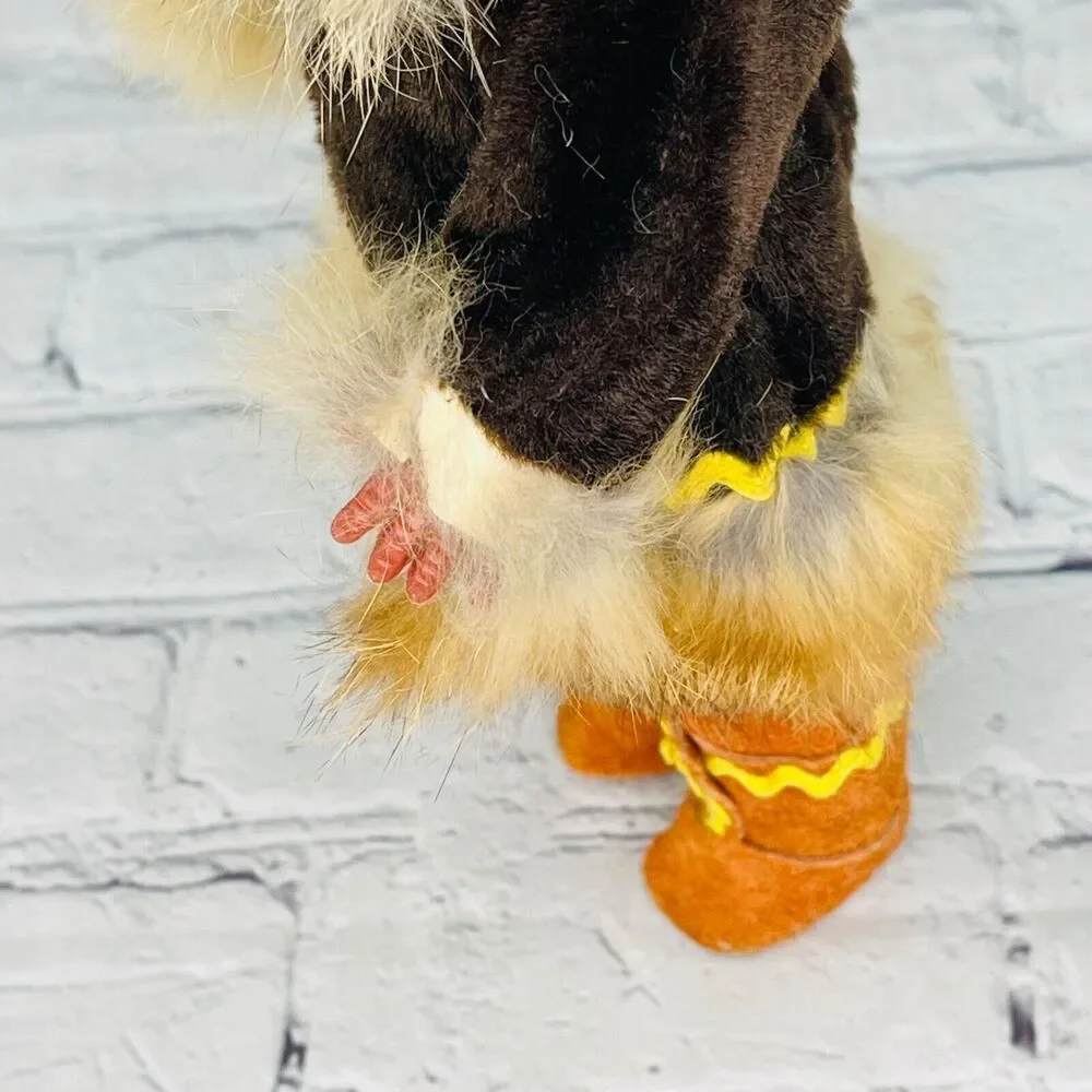 Vintage Artist Eskimo Girl Inuit Doll Native Alaskan Carlson Real Rabbit Fur